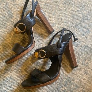 Gucci Horsebit Black Open Toe Sandal Heel